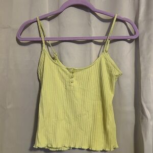 American Eagle Yellow/Green Ribbed Camisole Crop Top